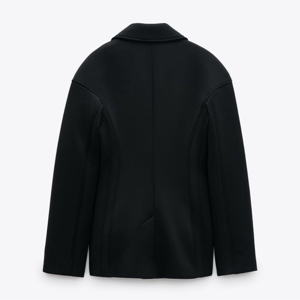 NWT Luxury Minimalist Streetwear Blogger’s Favorite Zara Neoprene Effect Jacket - Picture 5 of 11